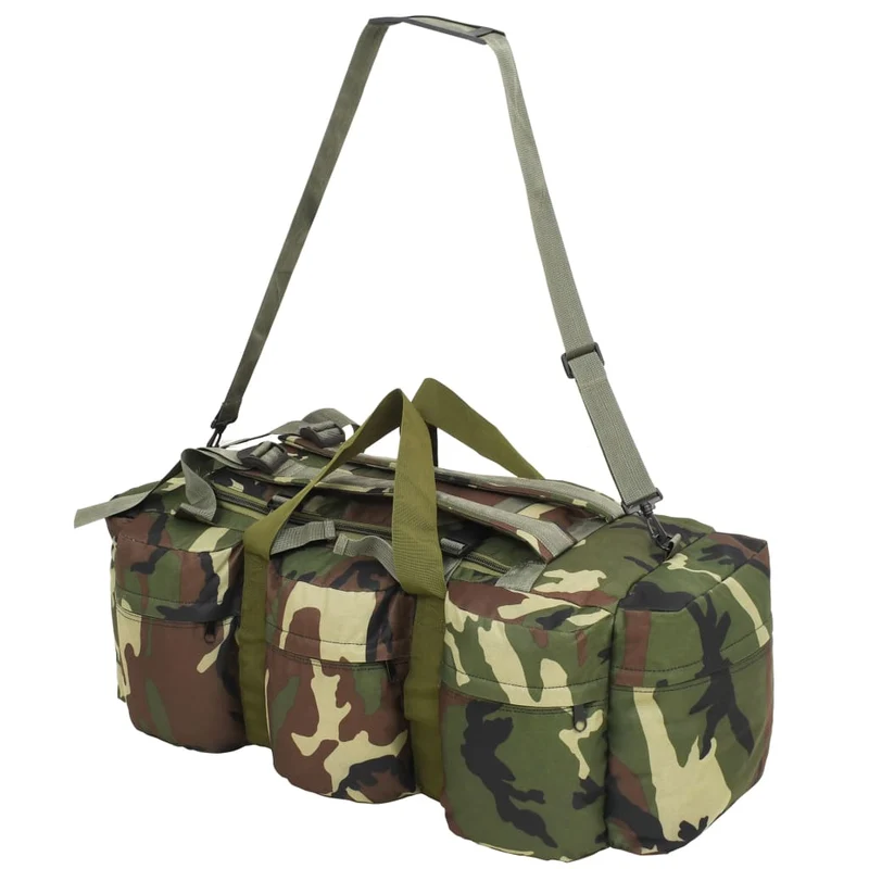 Borsone da Viaggio Stile Militare 3 in 1 90 L Tessuto Oxford Rivestito Mimetico