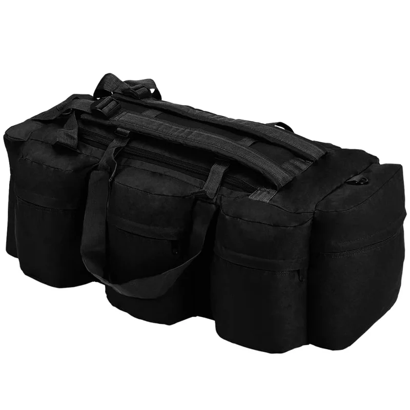 Borsone da Viaggio Stile Militare 3 in 1 90 L Tessuto Oxford rivestito Nero