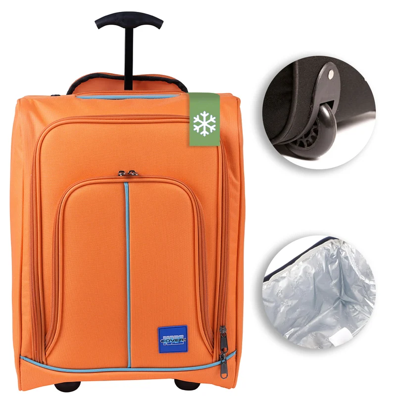 Trolley Frigo da Viaggio Valigia Morbida Bagaglio a Mano Arancione 30x20x50cm