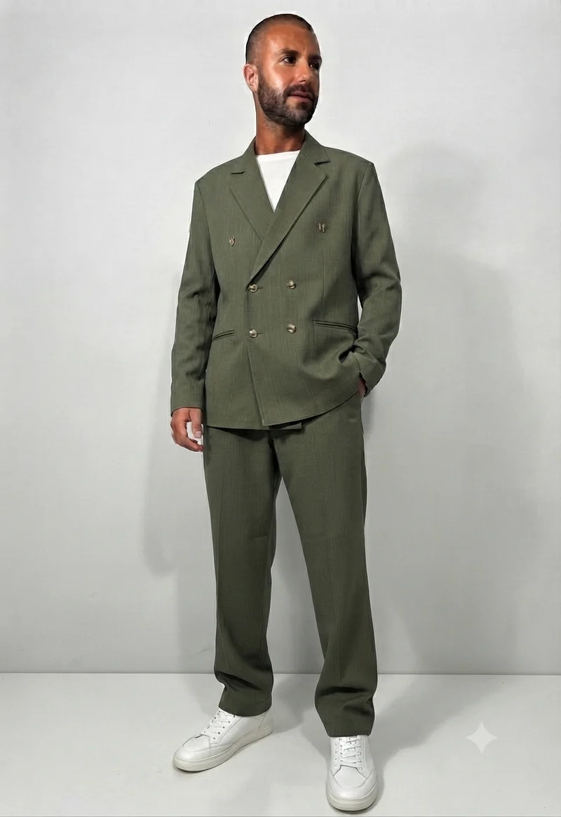 Abito doppiopetto baggy Fit - Verde