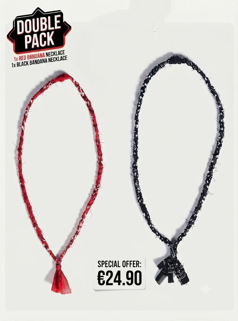 Soda - Collana Nazaré - Double pack Bandana intrecciata Rosso e Nero