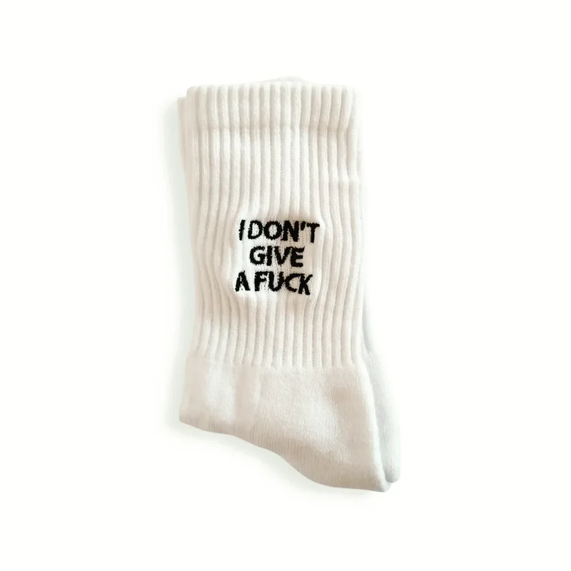 SODA STUDIO - Calzino Spugna I don't give a fuck - Bianco