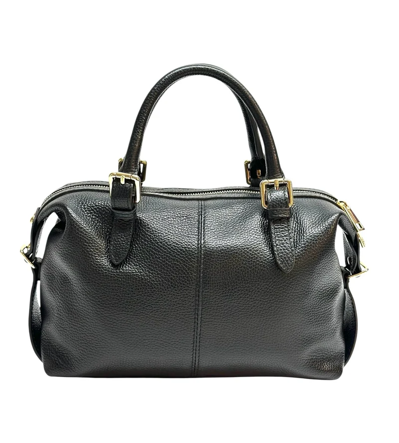 Borsa bauletto vera pelle - nera