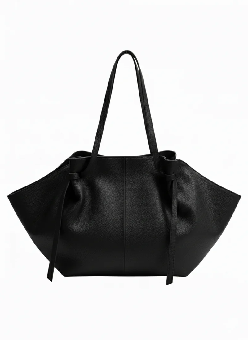 Borsa a spalla in vera pelle - nera