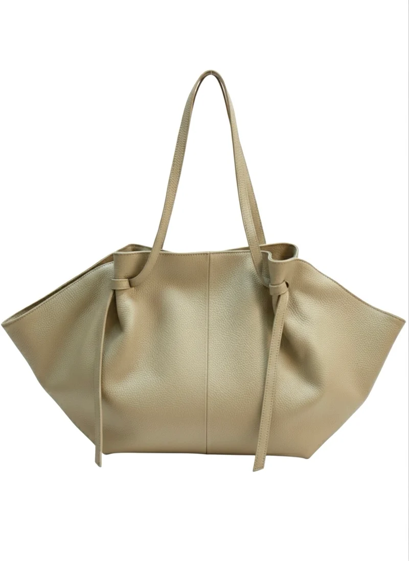 Borsa a spalla in vera pelle- beige