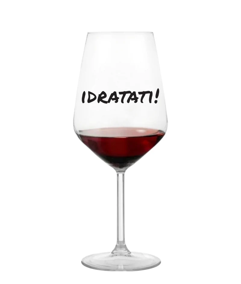 Calice da vino scritta divertente "idratati !" nero