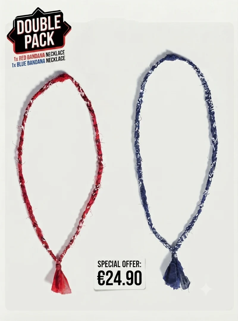 Soda - Collana Nazaré - Double pack Bandana intrecciata Rosso e blu navy