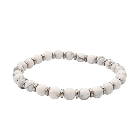 Soda - Bracciale stretch pietre dure 6 mm - Agata bianca del Botswana