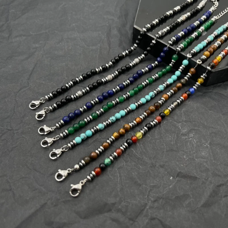 Soda - Bracciale Uomo pietre dure cilindri 4 mm