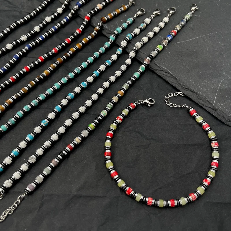 Soda - Bracciale Uomo pietre dure cilindri 6 mm
