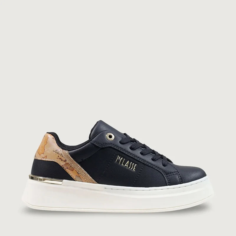 Sneakers Donna 1A Classe Alviero Martini in Eco Nappa Nera con Inserto Geo Classic 2530