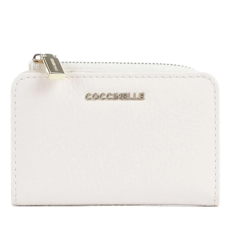 Portacarte Mini COCCINELLE in Pelle Linea Metallic Soft colore Blanco
