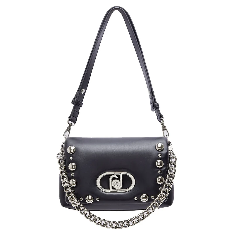 Borsa Donna Media a Spalla LIU JO linea La Puffy Nera con Borchie
