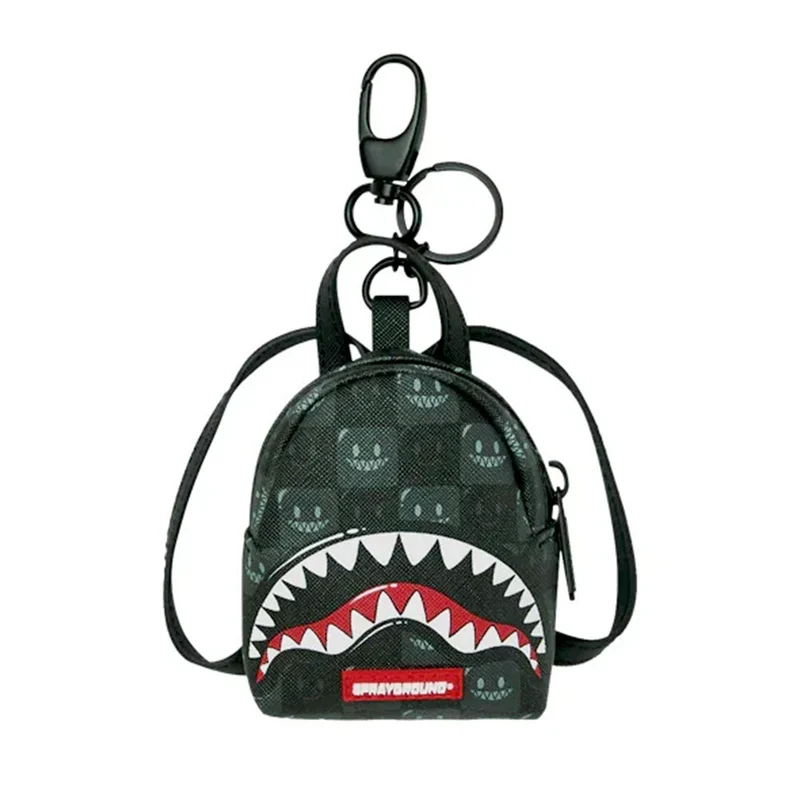 Portachiavi a Forma di Zaino SPRAYGROUND stampa Sharks in Paris WTF Bubbly Black Check