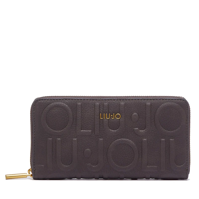 Portafoglio Donna Zip Around LIU JO Marrone Scuro con Logo Embossed