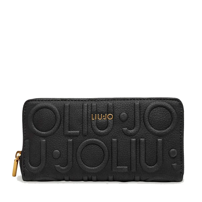 Portafoglio Donna Zip Around LIU JO Nero con Logo Embossed