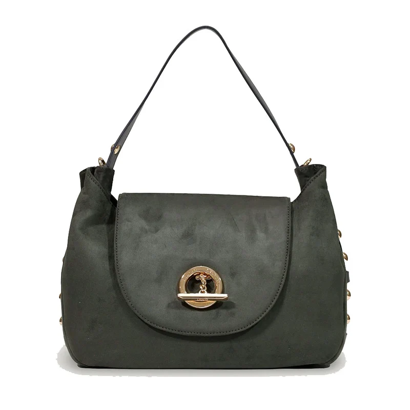 Borsa Donna a Spalla Media LIU JO in Tessuto effetto Camoscio Verde Foresta