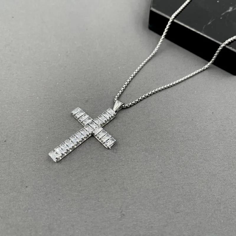 SODA - collana acciaio pietre incastonate - croce