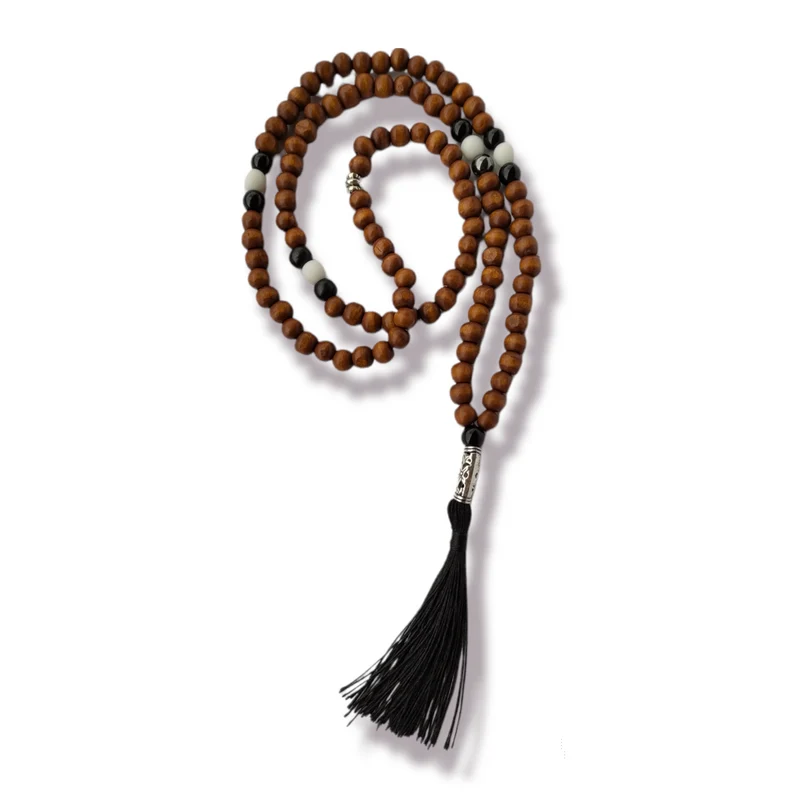 SODA - collana mala tibetano legno - bianco e nero