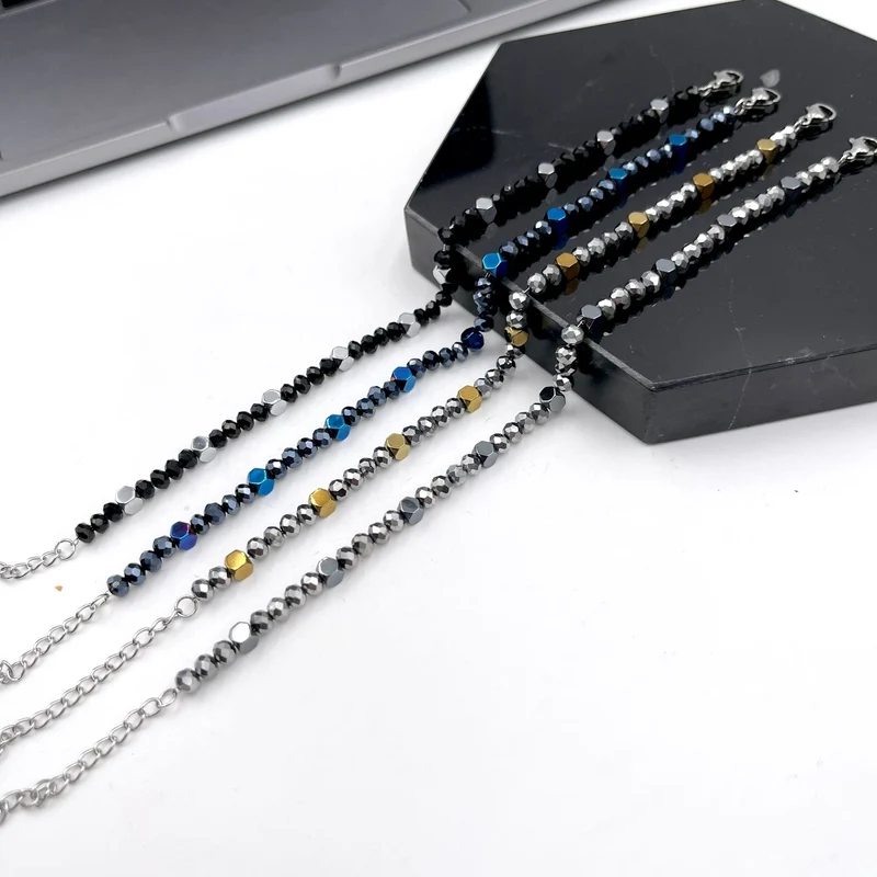 Soda - Bracciale Uomo ematite sfaccettata 4 mm