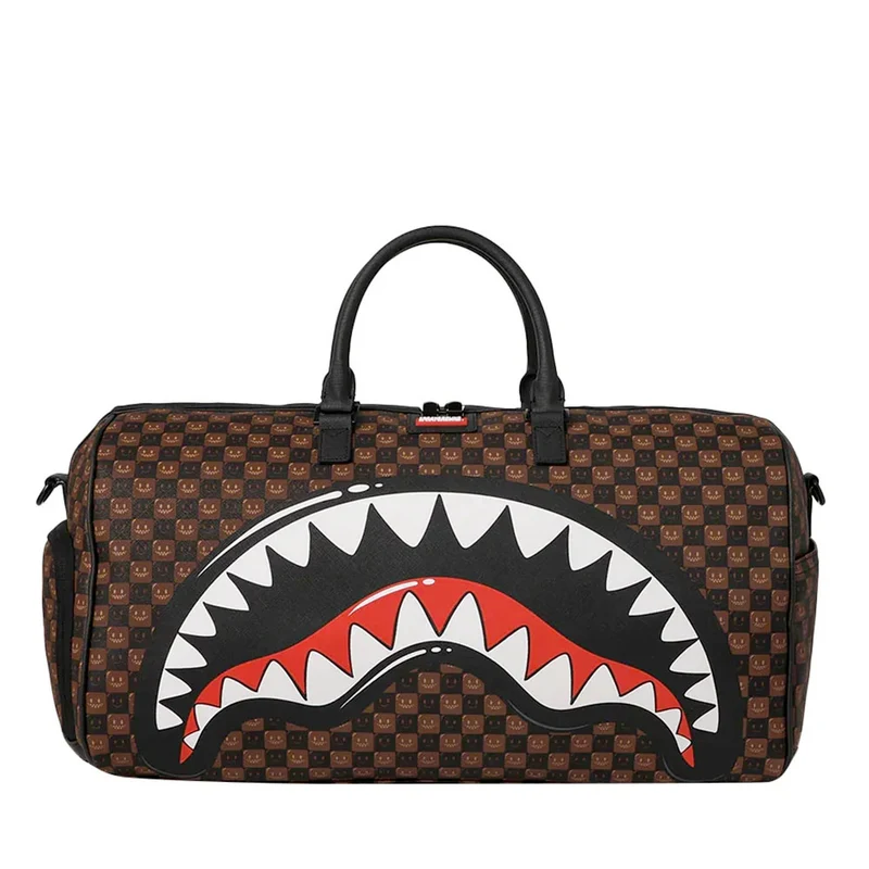 Borsone Weekend SPRAYGROUND stampa Sharks in Paris WTF Bubble Brown Check