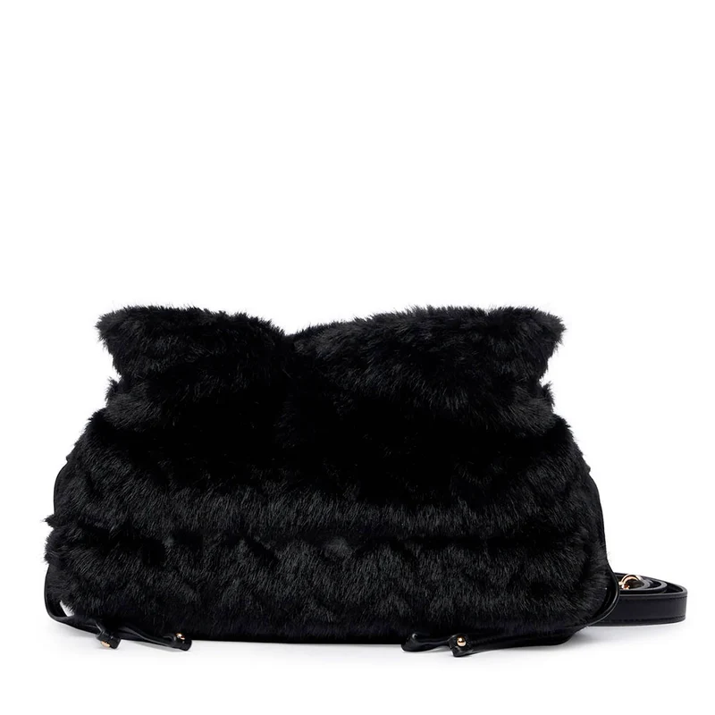 Borsa Donna a Spalla Small LIU JO linea Riccy in Faux Fur Nero