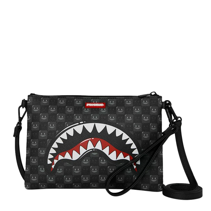 Pochette con Tracolla SPRAYGROUND stampa Sharks in Paris WTF Bubbly Black Check