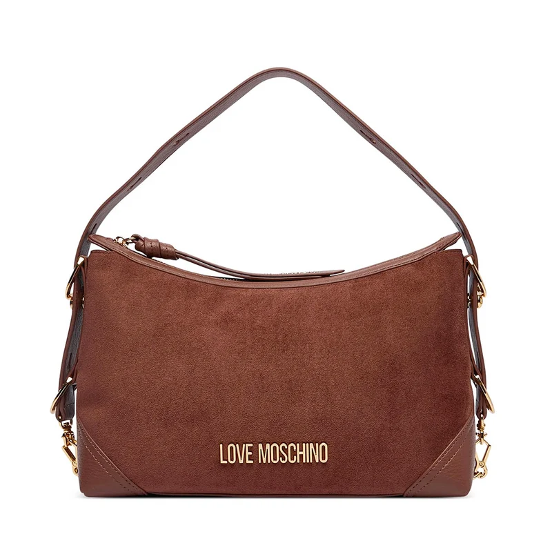 Borsa Donna Hobo Media LOVE MOSCHINO linea Signature Zip in Velour color Cuoio