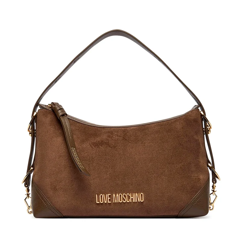 Borsa Donna Hobo Media LOVE MOSCHINO linea Signature Zip in Velour Marrone