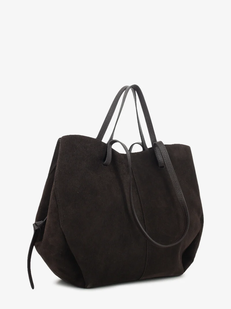 Shopping bag in suede dark brown