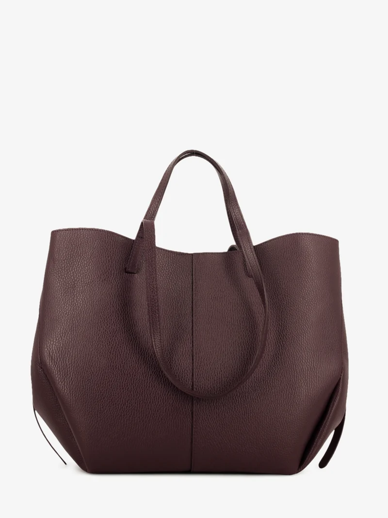 Shopping bag in pelle martellata bordeaux