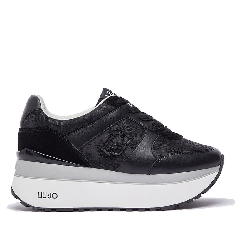 Sneakers Super Platform Donna LIU JO Maxi Wonder Plus 02 Bis in Suede e Inserti Effetto Pitone Nero
