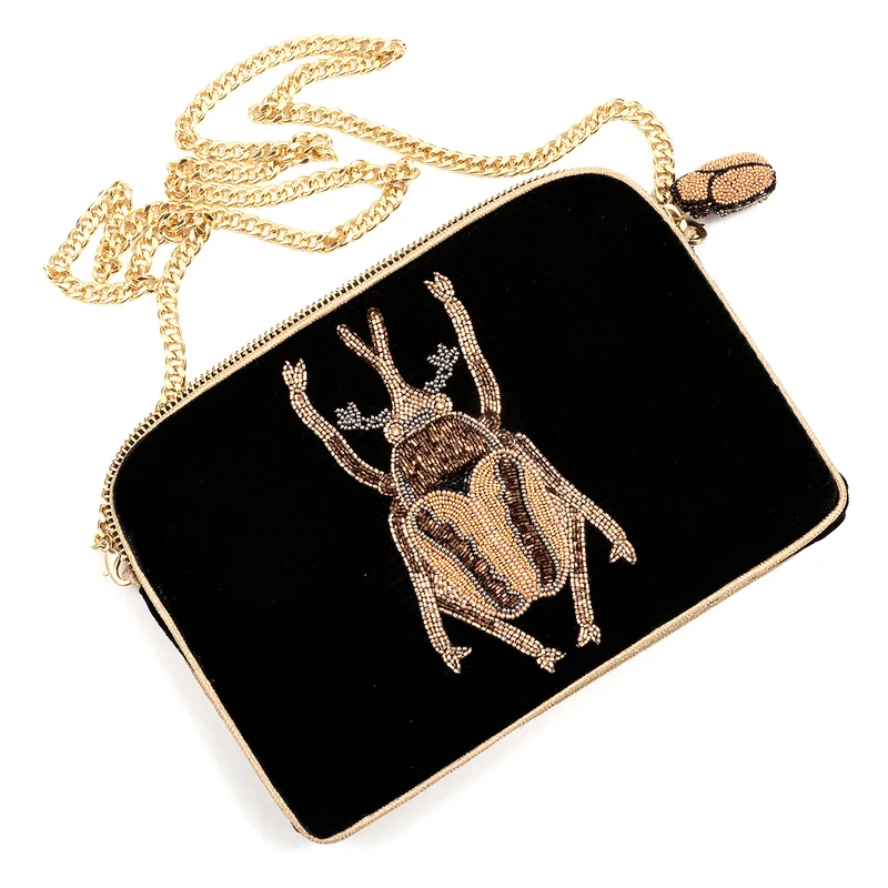 OLIVIA DAR - Borsa a tracolla - Beetle Velvet - Nero