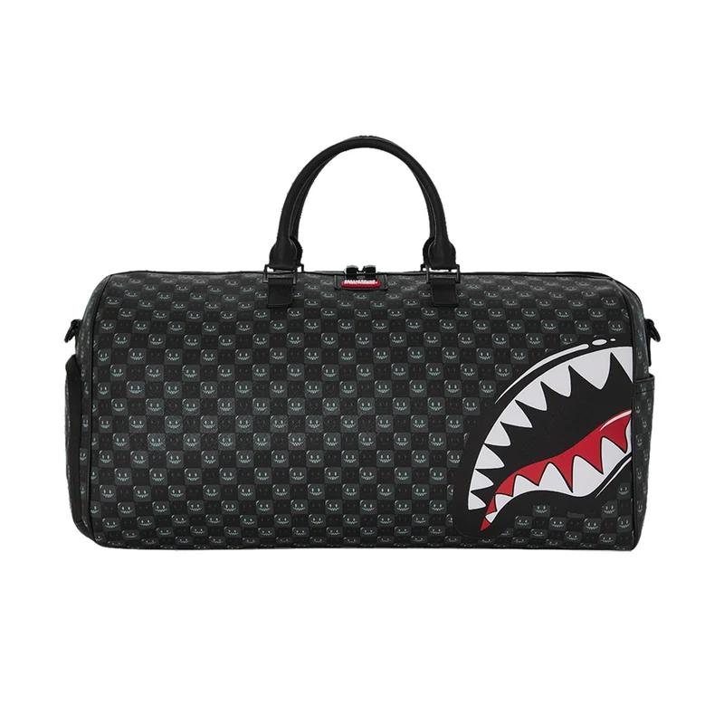 SPRAYGROUND SHARKS IN PARIS WTF BUBBLY BLACK CHECK DUFFLE