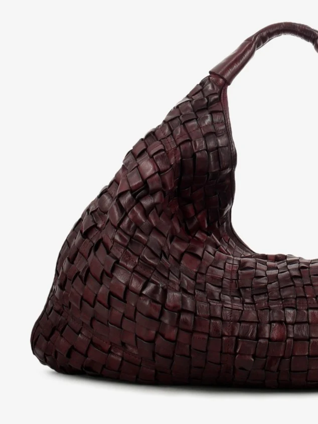 Borsa Atena in pelle intrecciata vinaccia