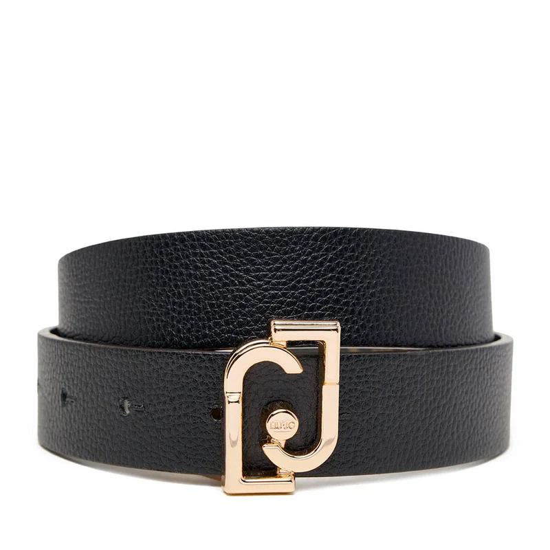 Cintura Donna Reversibile h 3 cm LIU JO Nera e Marrone con Logo All Over