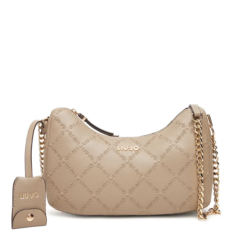 Hobo Bag Donna a Tracolla LIU JO Better Desert Taupe con Logo in Rilievo All Over