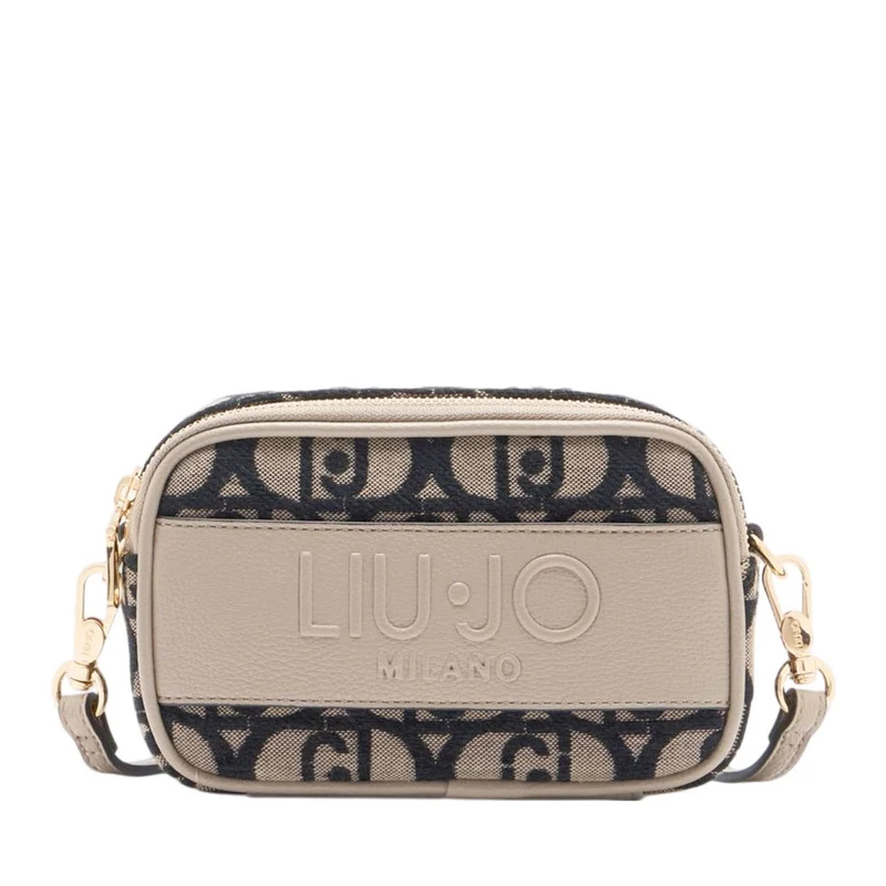 Borsa Donna a Tracolla LIU JO in Tessuto Jacquard con Logo All Over Desert Taupe