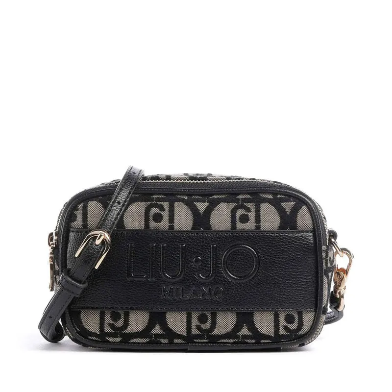 Borsa Donna a Tracolla LIU JO in Tessuto Jacquard con Logo All Over Nero