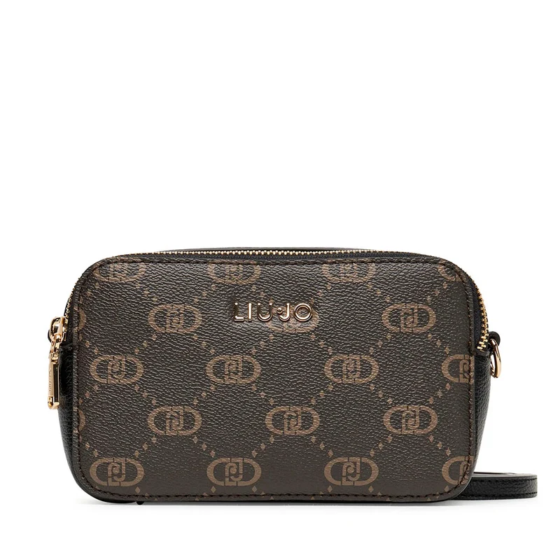 Borsa Donna a Tracolla LIU JO Marrone con Logo Monogram e Inserto Nero