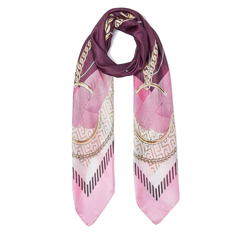 Foulard Donna 120 x 120 cm LIU JO in Tessuto Riciclato Rosa Stampa Nastri
