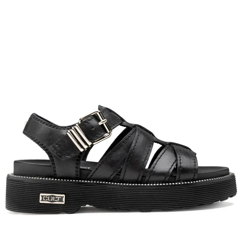 Sandali Donna CULT Ziggy 4775 in Pelle Nera con Fasce Frontali Intrecciate