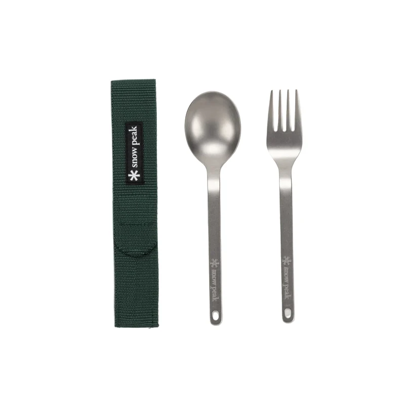SNOW PEAK - SET POSATE FORK & SPOON TITANIUM - SCT-002 - VERDE