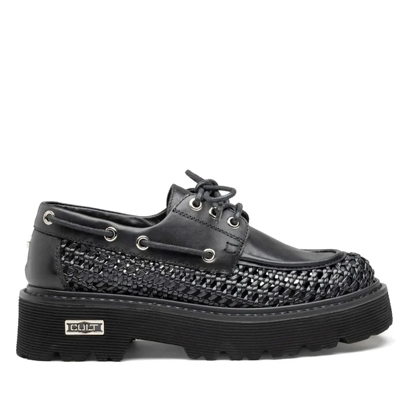 Scarpe Donna CULT Slash 4686 Mocassini Stringati in Pelle Traforata Nera