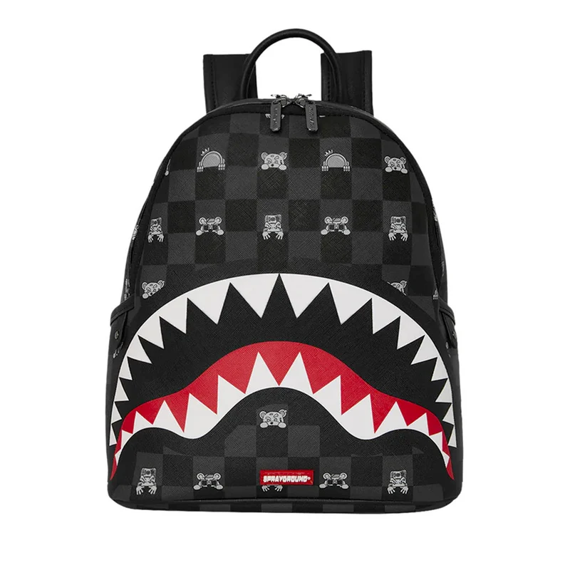 Zaino Small SPRAYGROUND stampa Gray Peeking Character Check Savage