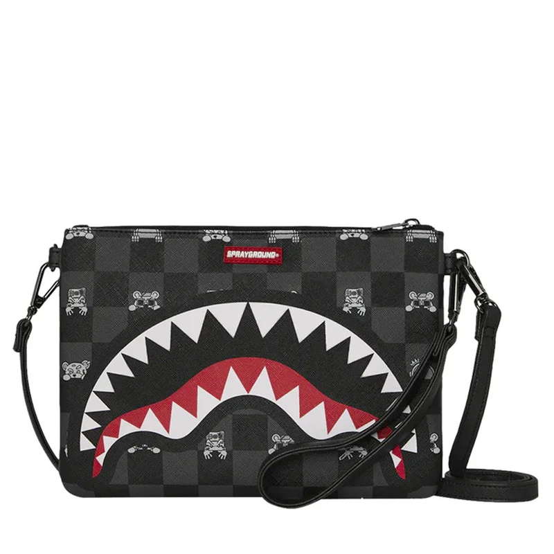 Pochette con Tracolla SPRAYGROUND stampa Gray Peeking Character Check