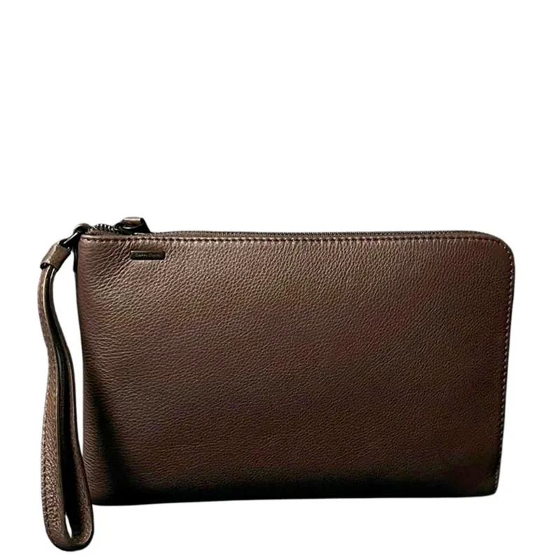 Pochette Unisex GIANNI CONTI in Pelle Martellata Marrone Scuro