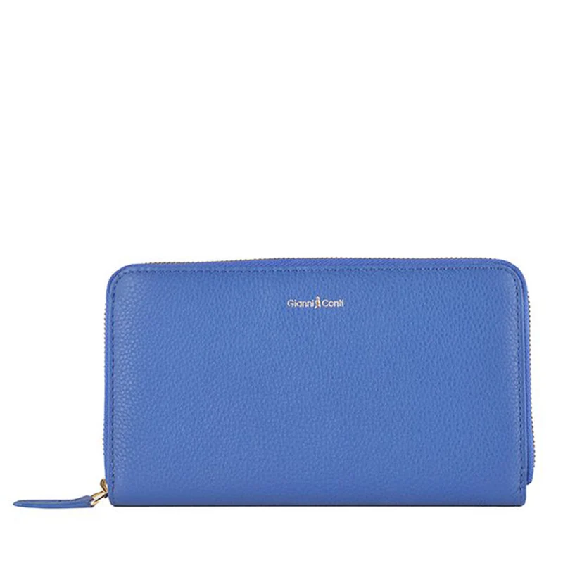 Portafoglio Donna Zip Around GIANNI CONTI linea Oliver in Pelle Bluette