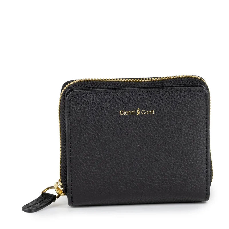 Portafoglio Donna Piccolo GIANNI CONTI linea Coco in Pelle Nera