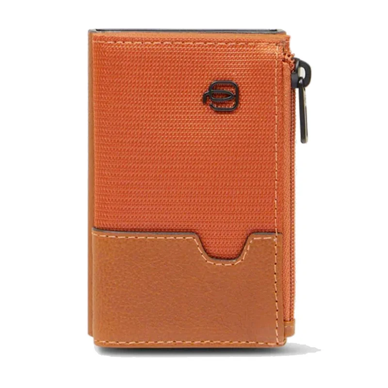 Portacarte PIQUADRO in Tessuto e Pelle e Alluminio con RFID Colore Arancione - Cuoio - PP5585W138R